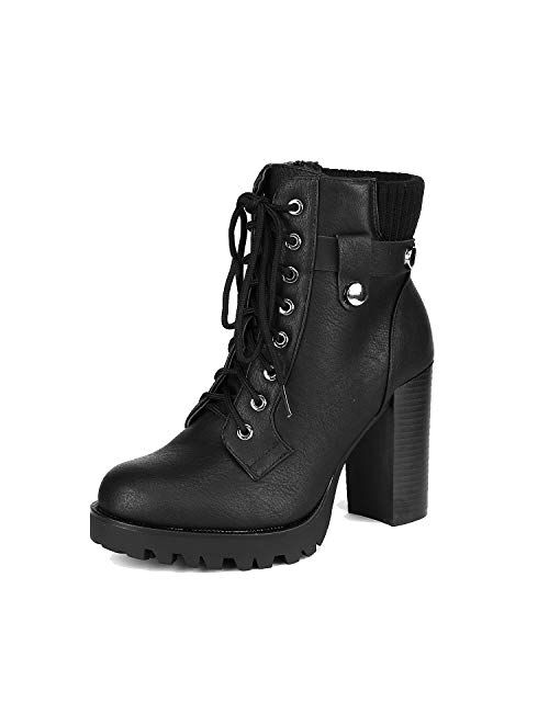 DREAM PAIRS Women's Fashion Ankle Boots - Chunky High Heel Booties