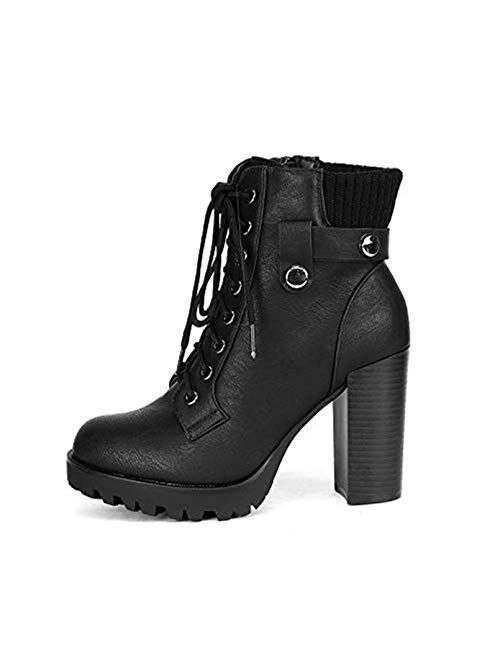 DREAM PAIRS Women's Fashion Ankle Boots - Chunky High Heel Booties