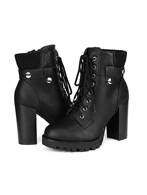 DREAM PAIRS Women's Fashion Ankle Boots - Chunky High Heel Booties