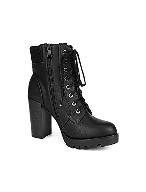 DREAM PAIRS Women's Fashion Ankle Boots - Chunky High Heel Booties