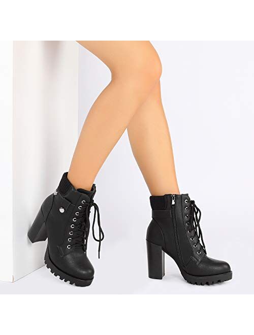 DREAM PAIRS Women's Fashion Ankle Boots - Chunky High Heel Booties