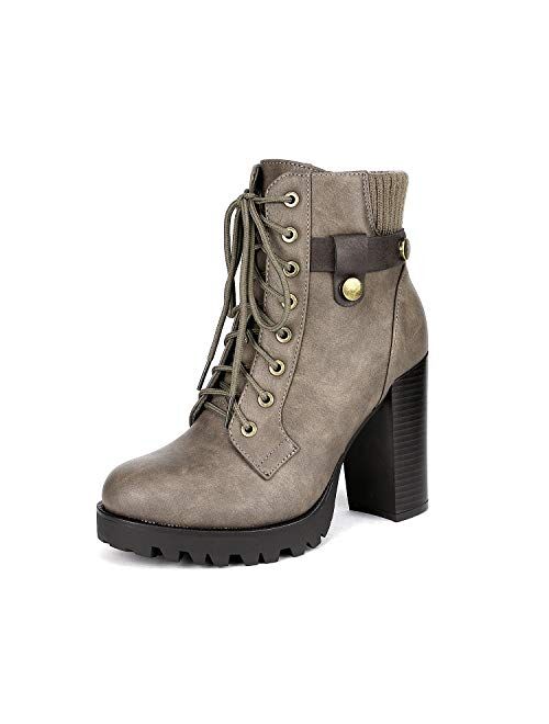 DREAM PAIRS Women's Fashion Ankle Boots - Chunky High Heel Booties