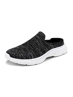 Women's Mules Shoes Slip on Sneakers Knit Flats Platform Lightweight Breathable Non-Slip Walking Shoes