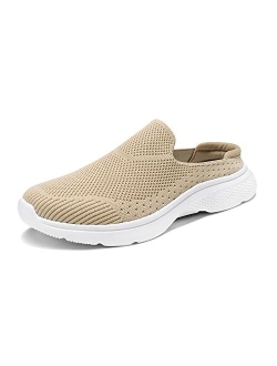 Women's Mules Shoes Slip on Sneakers Knit Flats Platform Lightweight Breathable Non-Slip Walking Shoes