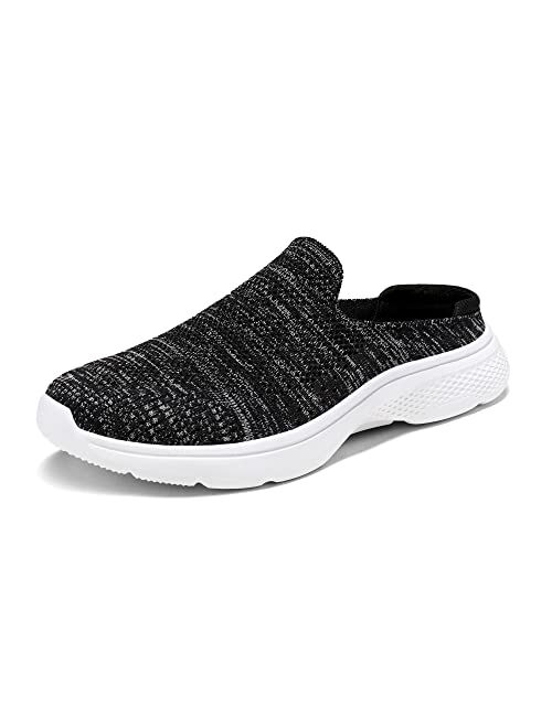 DREAM PAIRS Women's Mules Shoes Slip on Sneakers Knit Flats Platform Lightweight Breathable Non-Slip Walking Shoes