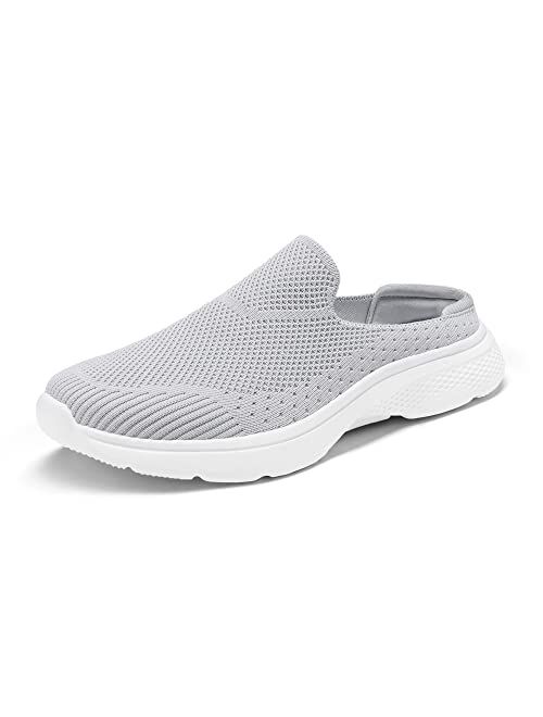 DREAM PAIRS Women's Mules Shoes Slip on Sneakers Knit Flats Platform Lightweight Breathable Non-Slip Walking Shoes