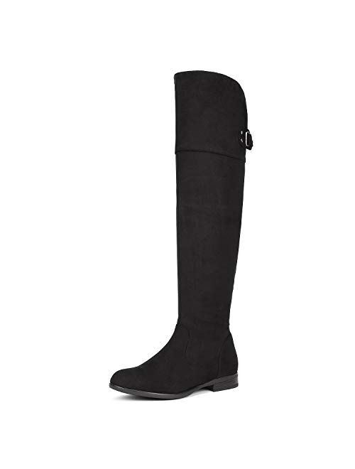 DREAM PAIRS Women's Over The Knee High Low Block Heel Riding Boots