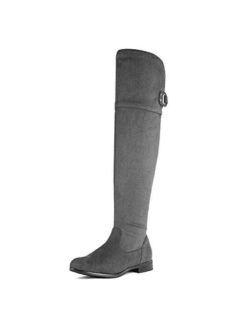 DREAM PAIRS Women's Over The Knee High Low Block Heel Riding Boots