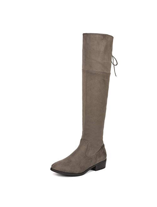 DREAM PAIRS Women's Over The Knee High Low Block Heel Riding Boots