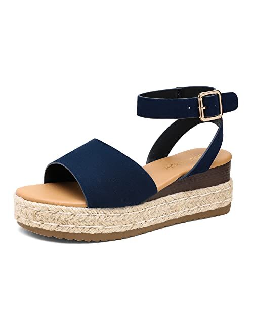 DREAM PAIRS Women's Platform Ankle Strap Open Toe Espadrille Wedge Sandals