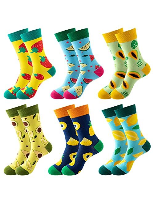 DRASEX Men's Colorful Dress Socks Novelty Funny Fancy Funky Patterned Crew Sock Casual Crazy Socks for Men