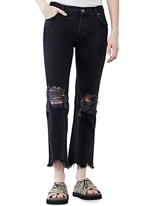 Free People Women's Maggie Mid Rise Straight Jeans