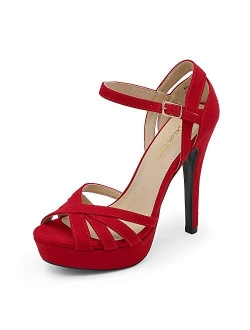 Women's Ankle Strap Open Toe High Stiletto Platform Dress Pump Heel Sandals