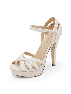 Women's Ankle Strap Open Toe High Stiletto Platform Dress Pump Heel Sandals