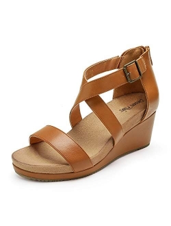 Women's Open Toe Buckle Ankle Strap Summer Platform Wedge Sandals