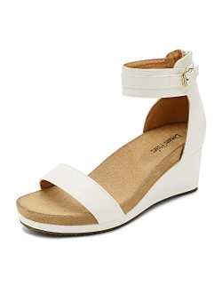 Women's Open Toe Buckle Ankle Strap Platform Wedge Sandals