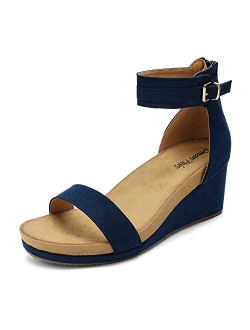 Women's Open Toe Buckle Ankle Strap Platform Wedge Sandals