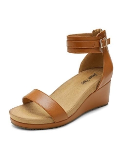 Women's Open Toe Buckle Ankle Strap Platform Wedge Sandals