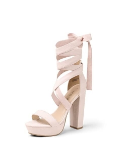 High Heels Chunky Block Platform Heels for Women Strappy Gladiator Sexy Open Toe Heels Dressy Pumps Sandals