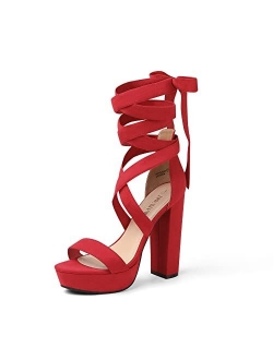 High Heels Chunky Block Platform Heels for Women Strappy Gladiator Sexy Open Toe Heels Dressy Pumps Sandals