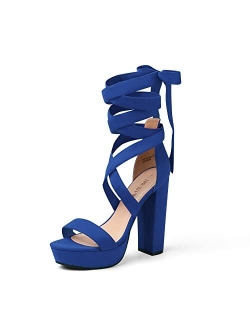 High Heels Chunky Block Platform Heels for Women Strappy Gladiator Sexy Open Toe Heels Dressy Pumps Sandals