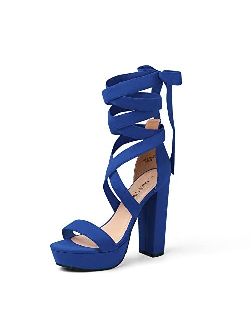 DREAM PAIRS High Heels Chunky Block Platform Heels for Women Strappy Gladiator Sexy Open Toe Heels Dressy Pumps Sandals