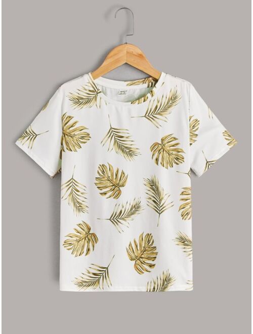 SHEIN Boys Tropical Print Tee