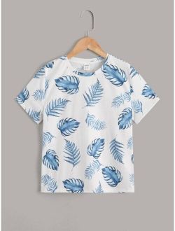 Boys Tropical Print Crew Neck Tee