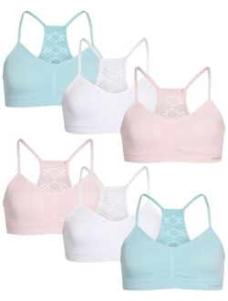 Girls' Training Bra - 6 Pack Seamless Racerback Sports Bralette with Removable Pads