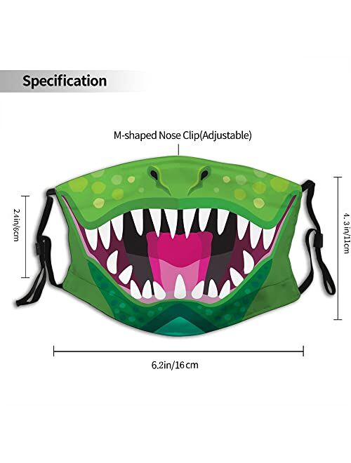 Gotbble 3Pcs Dinosaur Kids Face Mask Adjustable Earloops with Activated Carbon Filters Face Protector…