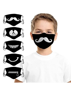 Melitolay 5Pcs Kids Face Mask Adjustable Bandana Balaclava Face Covering Reusable Washable Dust Mask for Boys Girls