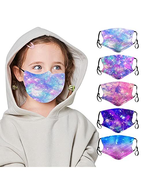 Melitolay 5Pcs Kids Face Mask Adjustable Bandana Balaclava Face Covering Reusable Washable Dust Mask for Boys Girls