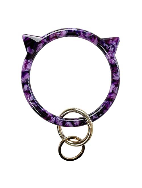 Catsy Cat Key Ring Bracelet Wristlet Keychain Keychains Bangle Keyring for Women Girls Key Animal Chain Holder Wrist Car Wallet