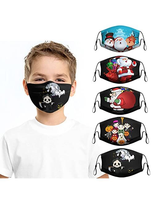 Ajy Kids Face Mask Reusable Washable Funny boys girls mouth masks breathable adjustable ear loop gift for Children's