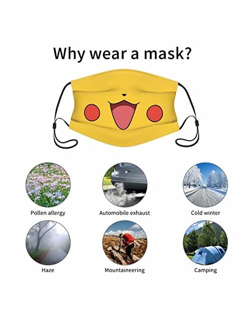 Cositdagli Washable Kids Face Masks Reusable Face Cover Set Adjustable Earloop Cute Funny Balaclavas for Boys Girls, 4Pack