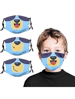 Dxyyazi 3PCS Reusable Funny Kids Face Mask Washable Bandana Balaclava Christmas Masks with Adjustable Ear Loops_A