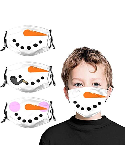 Dxyyazi 3PCS Reusable Funny Kids Face Mask Washable Bandana Balaclava Christmas Masks with Adjustable Ear Loops_A