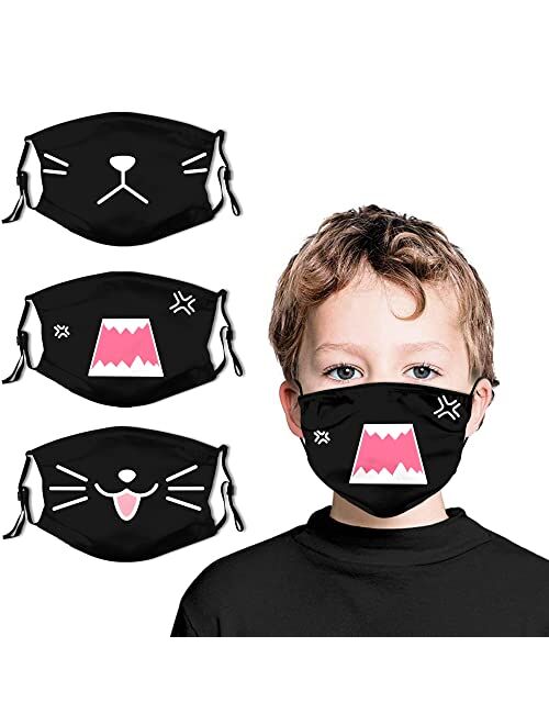 Dxyyazi 3PCS Reusable Funny Kids Face Mask Washable Bandana Balaclava Christmas Masks with Adjustable Ear Loops_A