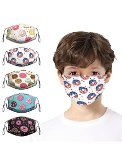 Probiotics 5PCS Kids Face Cover Reusable Washable Windproof Dustproof Mouth Cover for Teens Boys Girls Kids