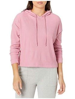 Women's Rib Knit Crop Pullover Hoodie