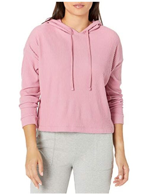 Danskin Women's Rib Knit Crop Pullover Hoodie