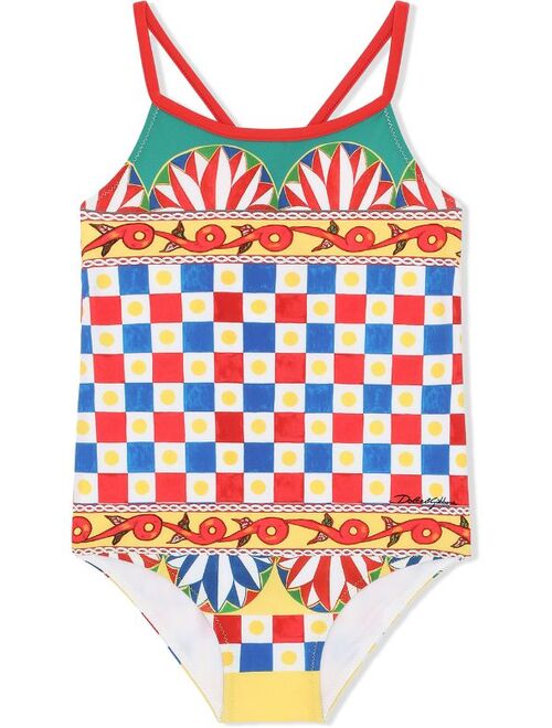 Dolce & Gabbana Kids mixed-print swimsuit