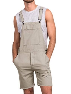 Runcati Mens Bib Overall Shorts Lightweight Cotton Casual Loose Fit Denim Jumpersuit Walkshort Pockets Rompers