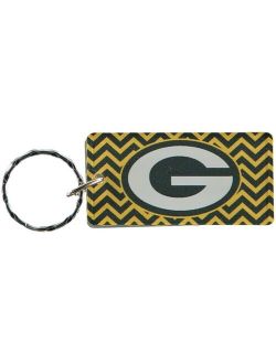 Multi Green Bay Packers Chevron Printed Acrylic Team Color Logo Keychain