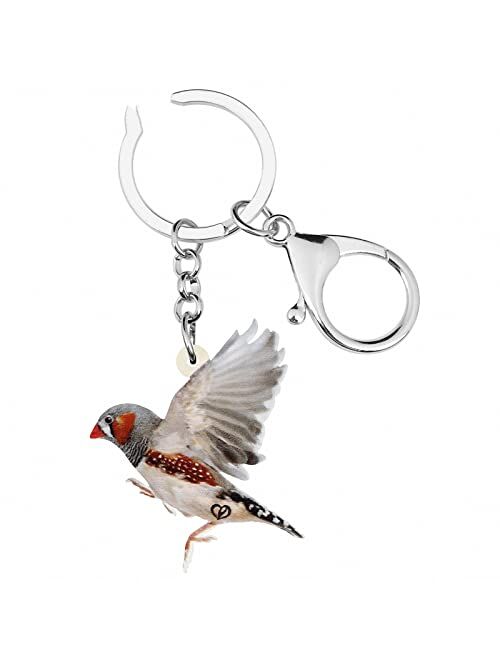 Naislu Acrylic Flying Grass Finch Keychains Big Long Bird Animal Keyring Jewelry for Women Men Kid Gift Bag Decoration