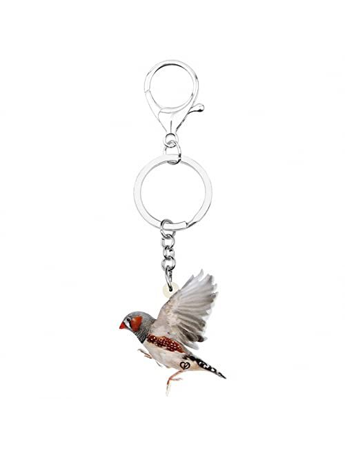 Naislu Acrylic Flying Grass Finch Keychains Big Long Bird Animal Keyring Jewelry for Women Men Kid Gift Bag Decoration