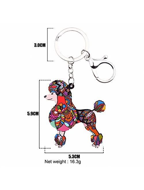 Naislu Acrylic Poodles Dog Key Chain Keychains Ring Unique Animal Jewelry for Women Girls Pet Lovers Gift Car Handbag Charms