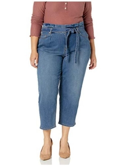 Women's Paperbag Straight Leg Cropped Jean
