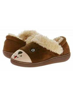 Kids Slippers Fuzzy Brown Bear Toddler/Little Boys/Girls - Indoor/Outdoor Warm Cozy Comfy Plush Slip-on Slippers with Hard Sole for Winter