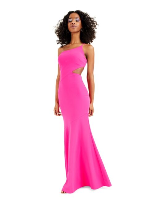 Betsy & Adam One-Shoulder Side-Cutout Gown